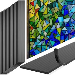 codree 180 Ft Silicone Stained Glass Lead Lines, Black Stained Glass Leading Strips, Self-Adhesive Glass Lead Lines Decals for Window Door Glass Surface