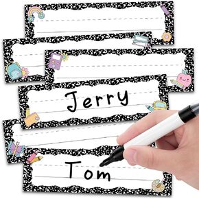 72 Pcs School Girl Name Tags for Classroom Desks in 6 Styles Composition Classroom Decor 9 x 3 Inches Desk Nameplates for Student Name Tag Labels Kindergarten Preschool Organization