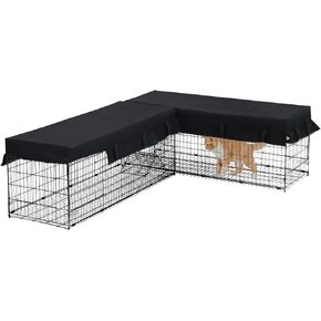 Aivituvin Cat Tunnel with Extendable Design 90.6" L, Metal Wire Outdoor Cat Enclosure with Weatherproof Fabric Cover, Connecting Inside and Outside, for Deck Patios, Balconies