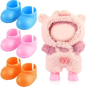 6 Pairs Cute Doll Shoes for 17cm Dolls Mini Rain Boots Fit Perfectly on 15cm/17cm Standing Sitting Series Multi Color Plastic Boots Cute Clothes Accessories (Multicolor)