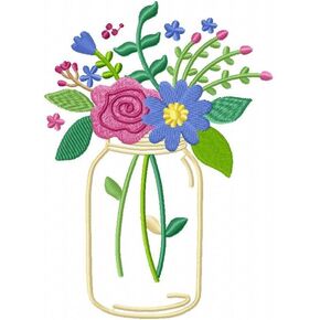 Threadart Machine Embroidery Designs - Floral Mason Jars (1)