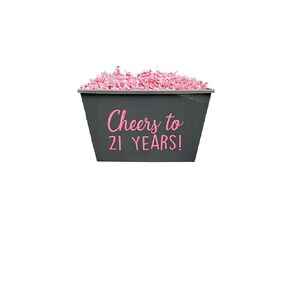 Personalized Plastic Cheers to 21 Years Gift Basket - 21st Birthday Gift Bin - Birthday Party Decoration - Finally 21 Gift Favors - Twenty One