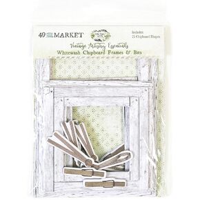 49 AND MARKET Whitewash Vintage Artistry Essentials Frames & Bits Set