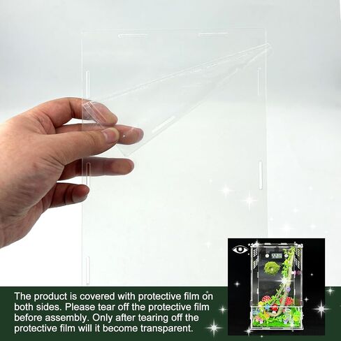 Jumping Spider Enclosure,DIY Insects Habitat,Small Reptile Terrarium Glass House Accessories Set,with Temperature and Humidity Detector Water Feeder Platform Hide,5.5“x5.5"x9.5“ (Forest) in Saudi Arabia