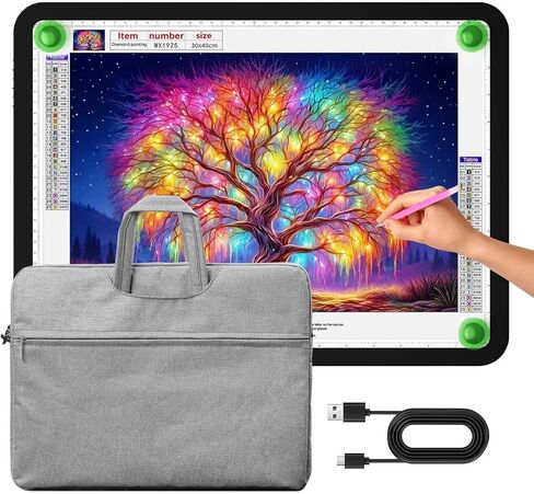 Zocelight A3 Light Pad with Bag, 16.77×13.35inchs Light Board, 6000 Lux Super Bright Light Box for Tracing, Side Button Design, Magnet Light Table for Diamond Painting,Sketching,Weeding Vinyl(Black) in Kuwait
