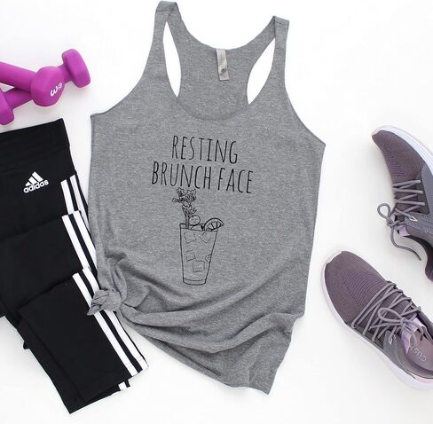 Vote, Women's Graphic Racerback Tank Top by Moonlight Makers, Funny Gift for Her, Shirts with Sayings, Yoga Tee (L, Heather Gray) in Saudi Arabia