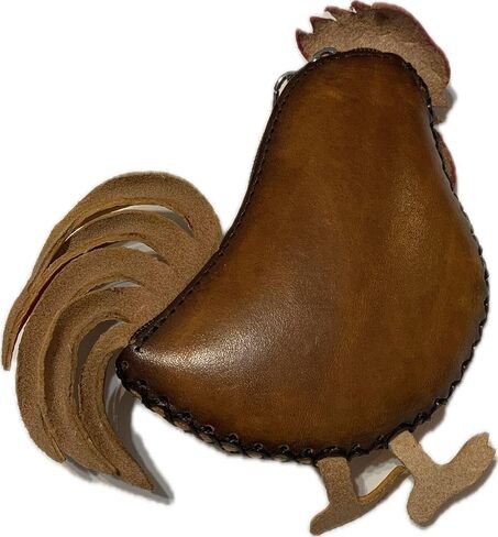 Vintage Genuine Leather 3D Animal Rooster Coin Purse with keyring & Removable wrist strap (Brown) in Kuwait