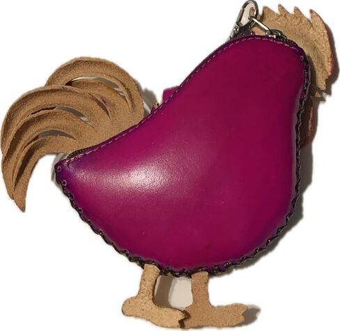 Vintage Genuine Leather 3D Animal Rooster Coin Purse with keyring & Removable wrist strap (Brown) in Kuwait