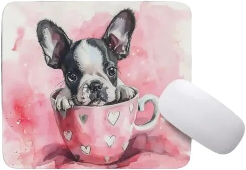 Tubbie Basic Mousepad Puppy in Tea Cup Pad Pad Desktop Computer Accessories Home Office Gaming Desk Computer هدية مطاطية غير قابلة للانزلاق للكلاب عاشق القهوة أو الشاي (بوسطن ترير) in Kuwait