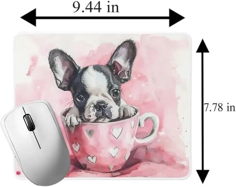 Tubbie Basic Mousepad Puppy in Tea Cup Pad Pad Desktop Computer Accessories Home Office Gaming Desk Computer هدية مطاطية غير قابلة للانزلاق للكلاب عاشق القهوة أو الشاي (بوسطن ترير) in Kuwait