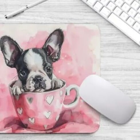Tubbie Basic Mousepad Puppy in Tea Cup Pad Pad Desktop Computer Accessories Home Office Gaming Desk Computer هدية مطاطية غير قابلة للانزلاق للكلاب عاشق القهوة أو الشاي (بوسطن ترير) in Kuwait