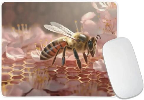 Mouse Pad Enchanting Roses Heart Wreath Mouse Pad for Home Office Work Desk Computer Desktop Laptop Non-Slip Rubber Flowers Wreath Mouse Pad (Honey Bee and Flowers) in Kuwait