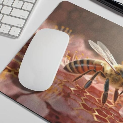 Mouse Pad Enchanting Roses Heart Wreath Mouse Pad for Home Office Work Desk Computer Desktop Laptop Non-Slip Rubber Flowers Wreath Mouse Pad (Honey Bee and Flowers) in Kuwait