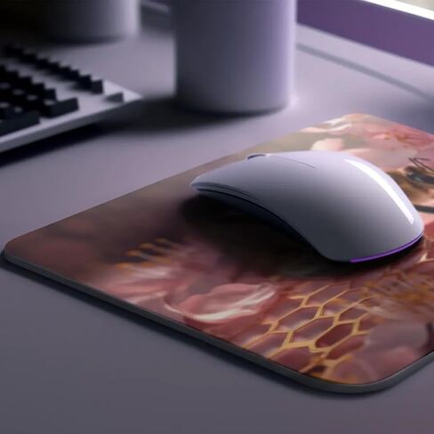 Mouse Pad Enchanting Roses Heart Wreath Mouse Pad for Home Office Work Desk Computer Desktop Laptop Non-Slip Rubber Flowers Wreath Mouse Pad (Honey Bee and Flowers) in Kuwait
