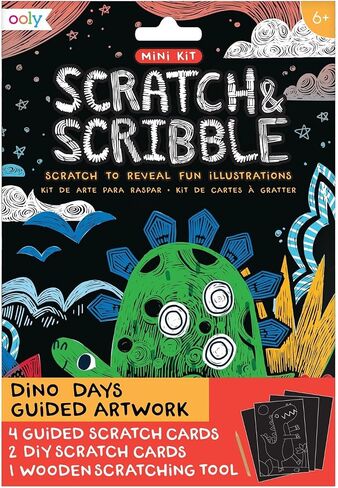 Ooly Mini Scratch & Scribble Art Kit - 6 Card Rainbow Scratch Art Set Summer Crafts for Kids, Travel-Friendly Craft Kit, Wooden Tool Included - Cutie Cats in Kuwait