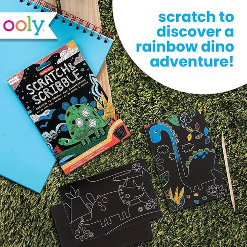 Ooly Mini Scratch & Scribble Art Kit - 6 Card Rainbow Scratch Art Set Summer Crafts for Kids, Travel-Friendly Craft Kit, Wooden Tool Included - Cutie Cats in Kuwait