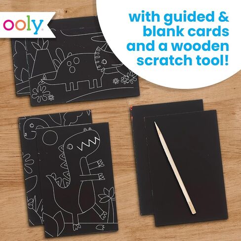 Ooly Mini Scratch & Scribble Art Kit - 6 Card Rainbow Scratch Art Set Summer Crafts for Kids, Travel-Friendly Craft Kit, Wooden Tool Included - Cutie Cats in Kuwait