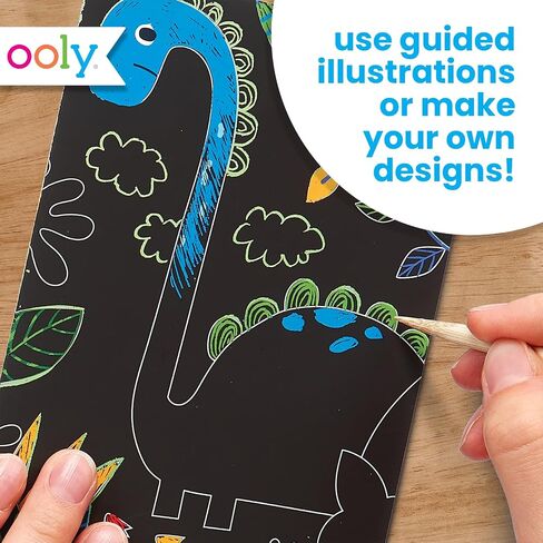 Ooly Mini Scratch & Scribble Art Kit - 6 Card Rainbow Scratch Art Set Summer Crafts for Kids, Travel-Friendly Craft Kit, Wooden Tool Included - Cutie Cats in Kuwait