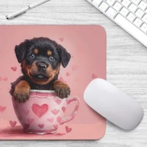 Tubbie Basic Mousepad Puppy in Tea Cup Pad Pad Desktop Computer Accessories Home Office Gaming Desk Computer هدية مطاطية غير قابلة للانزلاق للكلاب عاشق القهوة أو الشاي (بوسطن ترير) in Kuwait