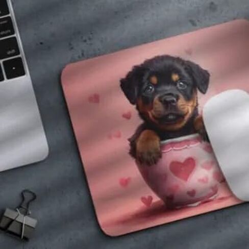 Tubbie Basic Mousepad Puppy in Tea Cup Pad Pad Desktop Computer Accessories Home Office Gaming Desk Computer هدية مطاطية غير قابلة للانزلاق للكلاب عاشق القهوة أو الشاي (بوسطن ترير) in Kuwait