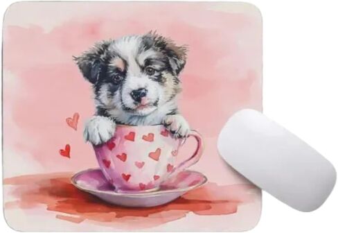 Tubbie Basic Mousepad Puppy in Tea Cup Pad Pad Desktop Computer Accessories Home Office Gaming Desk Computer هدية مطاطية غير قابلة للانزلاق للكلاب عاشق القهوة أو الشاي (بوسطن ترير) in Kuwait