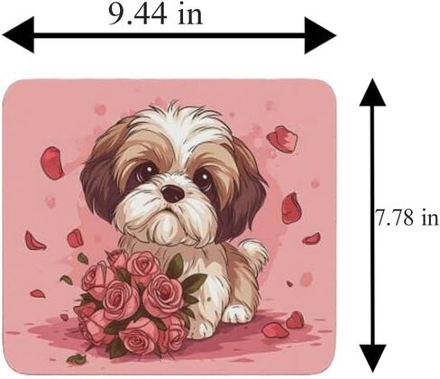 Mouse Pad Dog with Bouquet Mouse Pad Puppy with Flowers Mouse Pad for Home Office Gaming Work Desk Computer Desktop Laptop Non-Slip Rubber Mouse Pad for Dog Lovers (Havanese) in Kuwait