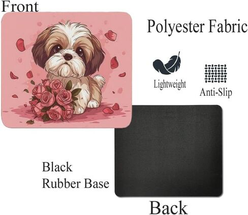 Mouse Pad Dog with Bouquet Mouse Pad Puppy with Flowers Mouse Pad for Home Office Gaming Work Desk Computer Desktop Laptop Non-Slip Rubber Mouse Pad for Dog Lovers (Havanese) in Kuwait