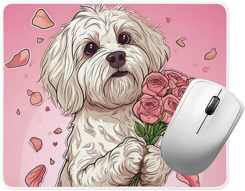 Mouse Pad Gifts Havanese Mouse Pad Dog with Flowers for Home Office Gaming Work Desk Computer Desktop Laptop Non-Slip Rubber Mouse Pad for Dog Lovers (Havanese Mouse Pad #5) in Saudi Arabia