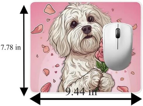 Mouse Pad Gifts Havanese Mouse Pad Dog with Flowers for Home Office Gaming Work Desk Computer Desktop Laptop Non-Slip Rubber Mouse Pad for Dog Lovers (Havanese Mouse Pad #5) in Saudi Arabia