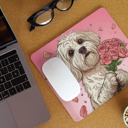 Mouse Pad Gifts Havanese Mouse Pad Dog with Flowers for Home Office Gaming Work Desk Computer Desktop Laptop Non-Slip Rubber Mouse Pad for Dog Lovers (Havanese Mouse Pad #5) in Saudi Arabia