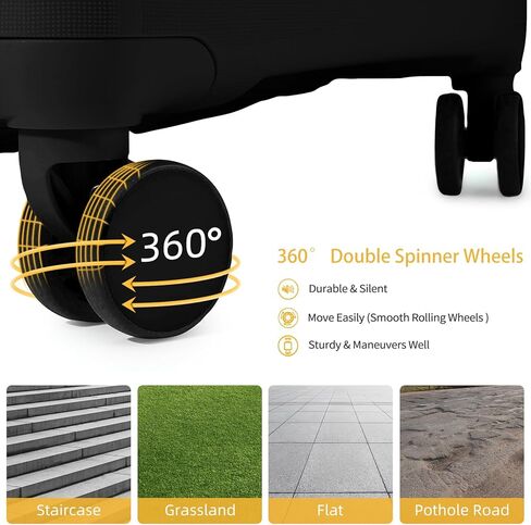 LARVENDER Luggage Sets 5 Piece with Duffel Bag Expandable(Only 28 inch) Hardside PP carry on luggage with 360° Spinner Wheels TSA Lock for Men Women, White in Kuwait