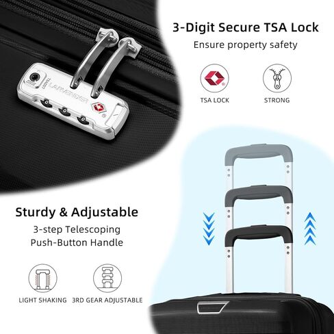 LARVENDER Luggage Sets 5 Piece with Duffel Bag Expandable(Only 28 inch) Hardside PP carry on luggage with 360° Spinner Wheels TSA Lock for Men Women, White in Kuwait