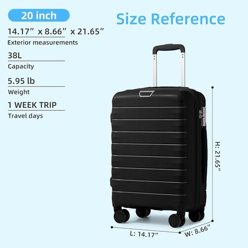 LARVENDER Luggage Sets 5 Piece with Duffel Bag Expandable(Only 28 inch) Hardside PP carry on luggage with 360° Spinner Wheels TSA Lock for Men Women, White in Kuwait