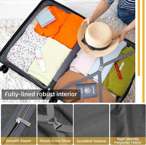 LARVENDER Luggage Sets 5 Piece with Duffel Bag Expandable(Only 28 inch) Hardside PP carry on luggage with 360° Spinner Wheels TSA Lock for Men Women, White in Kuwait