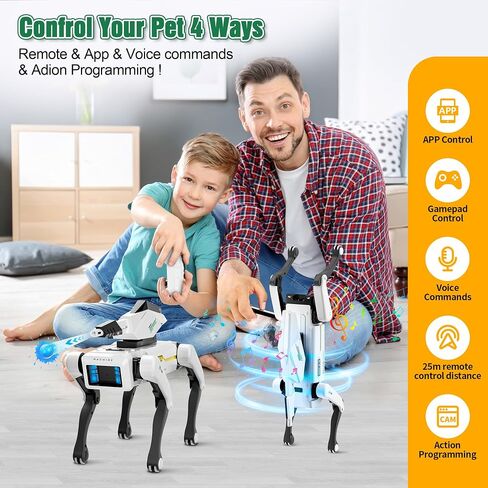 Smart Robot Dog - PET STEM التفاعلي مع التحكم الصوتي ، 30+ إجراءات وبرمجة التطبيقات ، تصميم متين للأطفال الذين تبلغ أعمارهم 6 سنوات (متوافق مع iOS/Android) in Kuwait
