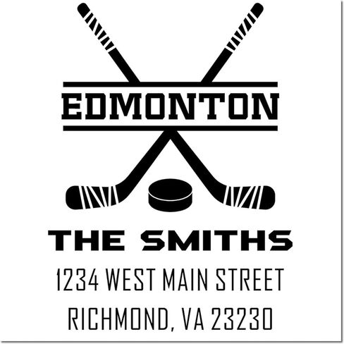 Personalized Hockey Stick Address Stamp |Fan Self-Inking Return Labels Custom Home Mailing Rubber Stamper | Sports Team Design Family Name Return Address Stamping Kit 1-5/8" Square in Saudi Arabia