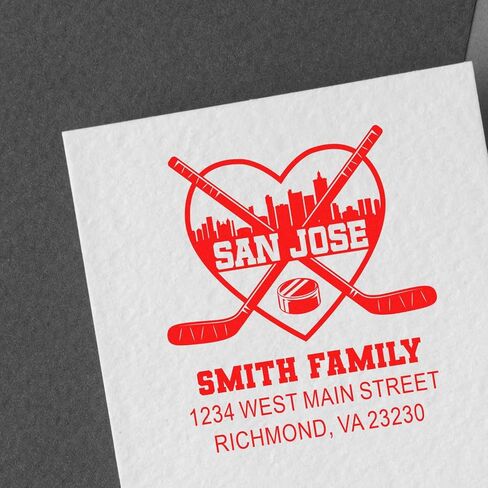 Custom Address Stamp for Hockey Fans | Personalized Self-Inking Return Address Stamper | Heavy-Duty Square 1-5/8" Rubber Ink Stamping Kit | Gift for Sports Enthusiasts in Saudi Arabia