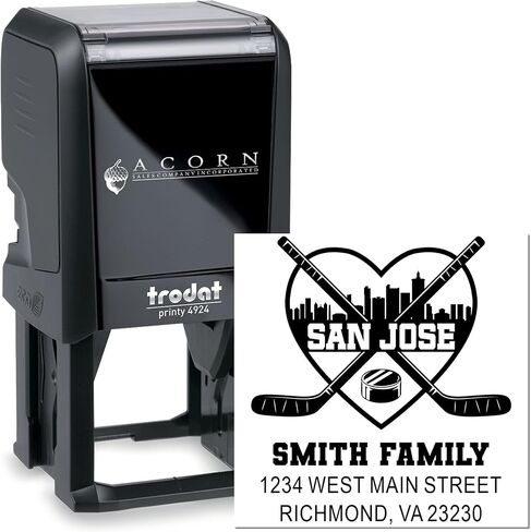Custom Address Stamp for Hockey Fans | Personalized Self-Inking Return Address Stamper | Heavy-Duty Square 1-5/8" Rubber Ink Stamping Kit | Gift for Sports Enthusiasts in Saudi Arabia