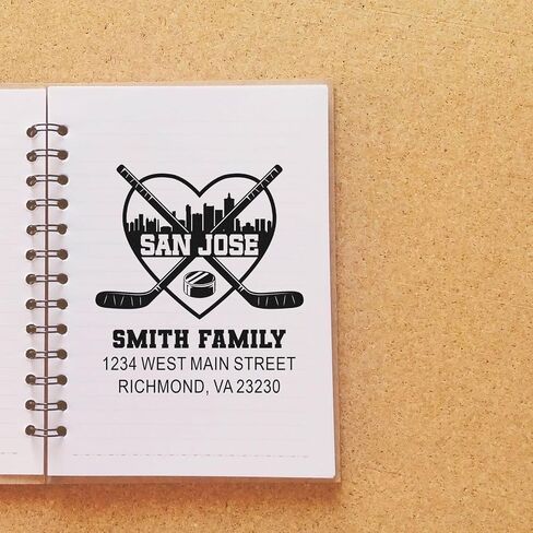 Custom Address Stamp for Hockey Fans | Personalized Self-Inking Return Address Stamper | Heavy-Duty Square 1-5/8" Rubber Ink Stamping Kit | Gift for Sports Enthusiasts in Saudi Arabia
