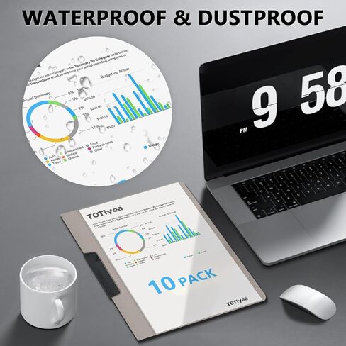 TOTiyea 10 Pack Clear Report Covers with Swing Clip, File Folder with Swing Clip, 30 Sheets Capacity, Slide Locking Report Covers, Letter Size, Clear in Kuwait