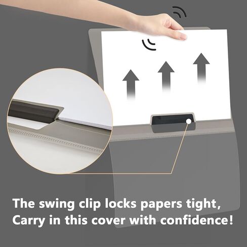 TOTiyea 10 Pack Clear Report Covers with Swing Clip, File Folder with Swing Clip, 30 Sheets Capacity, Slide Locking Report Covers, Letter Size, Clear in Kuwait