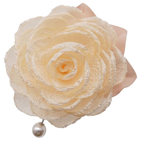 8.5 CM Foam Chiffon Flower Brooch Pin By NhanDo Handmade – CREAM Floral Brooch Pin, Handmade Gift Ideas, Gift for her, Gift For Mom, Bridesmaid gift, valentines day gifts. Mother's day gift (CREAM) in Kuwait