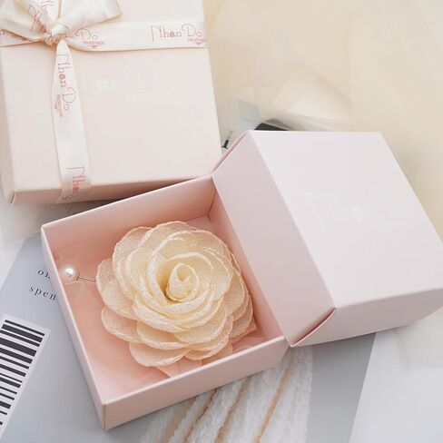8.5 CM Foam Chiffon Flower Brooch Pin By NhanDo Handmade – CREAM Floral Brooch Pin, Handmade Gift Ideas, Gift for her, Gift For Mom, Bridesmaid gift, valentines day gifts. Mother's day gift (CREAM) in Kuwait