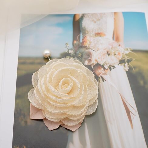8.5 CM Foam Chiffon Flower Brooch Pin By NhanDo Handmade – CREAM Floral Brooch Pin, Handmade Gift Ideas, Gift for her, Gift For Mom, Bridesmaid gift, valentines day gifts. Mother's day gift (CREAM) in Kuwait