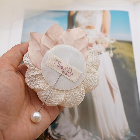 8.5 CM Foam Chiffon Flower Brooch Pin By NhanDo Handmade – CREAM Floral Brooch Pin, Handmade Gift Ideas, Gift for her, Gift For Mom, Bridesmaid gift, valentines day gifts. Mother's day gift (CREAM) in Kuwait