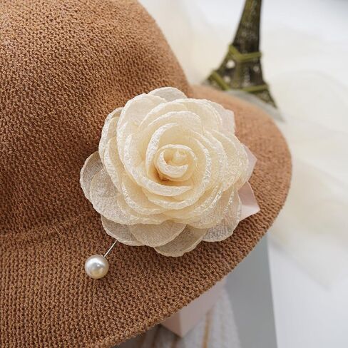 8.5 CM Foam Chiffon Flower Brooch Pin By NhanDo Handmade – CREAM Floral Brooch Pin, Handmade Gift Ideas, Gift for her, Gift For Mom, Bridesmaid gift, valentines day gifts. Mother's day gift (CREAM) in Kuwait