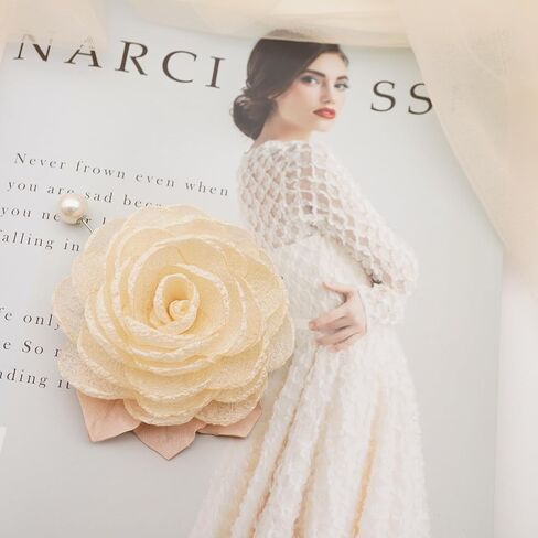 8.5 CM Foam Chiffon Flower Brooch Pin By NhanDo Handmade – CREAM Floral Brooch Pin, Handmade Gift Ideas, Gift for her, Gift For Mom, Bridesmaid gift, valentines day gifts. Mother's day gift (CREAM) in Kuwait