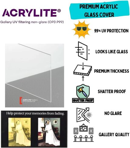 Acrylic Glass Shatterproof Non Glare Reflection Control 99% UV Filtering Conservation Clear OP3 P99 Premium Framing Grade Display For Picture Frame (12 x 18) in Saudi Arabia