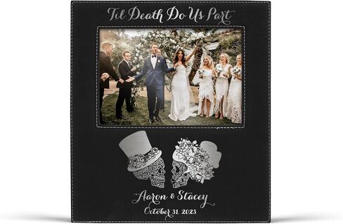Alterd Industries Personalized 8x10 Picture Frames with 4x6 Photo Display - Married in Las Vegas Custom Photo Frame - Wedding Gift for Couples - (Married in Vegas - Black/Gold - 4x6 Photo) in Kuwait