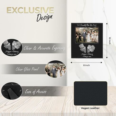 Alterd Industries Personalized 8x10 Picture Frames with 4x6 Photo Display - Married in Las Vegas Custom Photo Frame - Wedding Gift for Couples - (Married in Vegas - Black/Gold - 4x6 Photo) in Kuwait